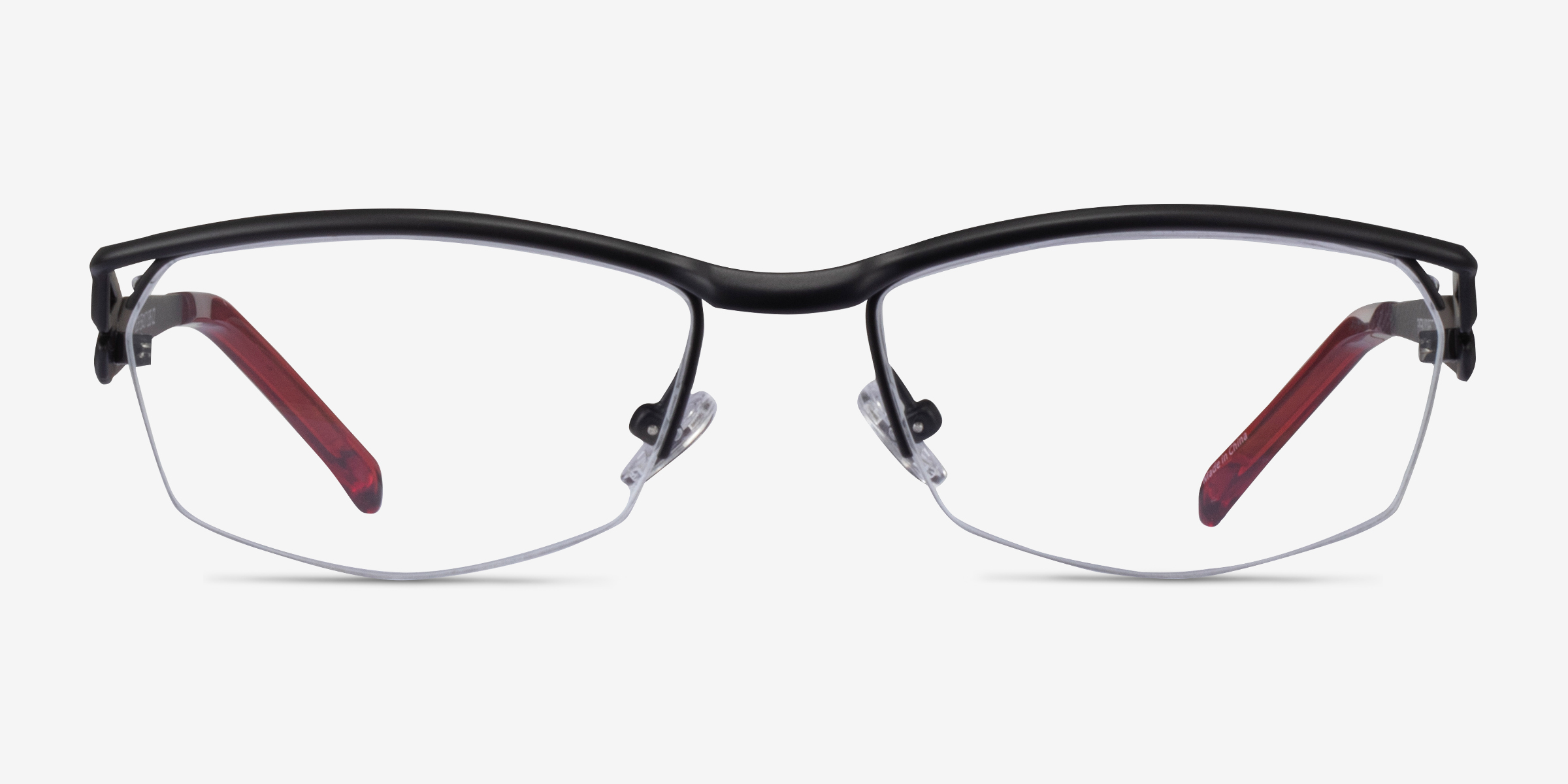 Tech Rectangle Black Red Semi Rimless Eyeglasses Eyebuydirect Canada 