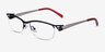 Tech Black Red MetalEyeglass Frames from EyeBuyDirect, Angle View