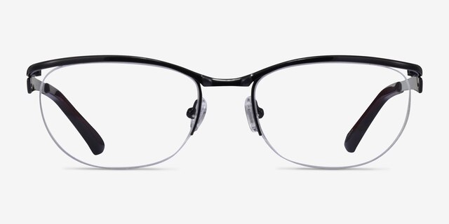 Commerce Black Red MetalEyeglass Frames from EyeBuyDirect, Front View