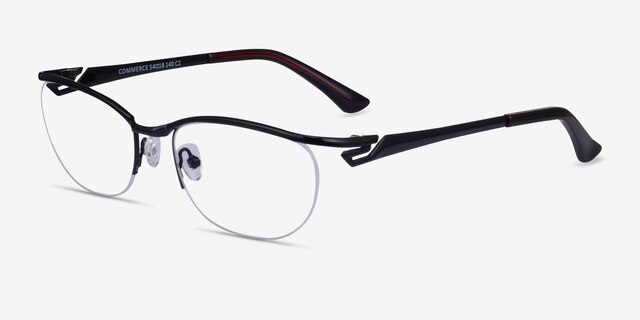 Commerce Black Red MetalEyeglass Frames from EyeBuyDirect, Angle View