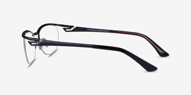 Commerce Black Red MetalEyeglass Frames from EyeBuyDirect, Side View