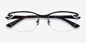 Commerce Black Red Métal Montures de lunettes de vue d'EyeBuyDirect, Vue Rapprochée