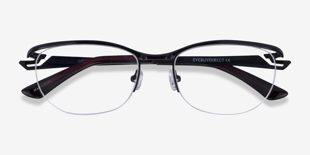 Commerce Black Red MetalEyeglass Frames from EyeBuyDirect, Closed View