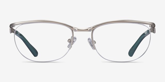 Commerce Silver Gray MetalEyeglass Frames from EyeBuyDirect, Front View
