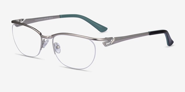 Commerce Silver Gray MetalEyeglass Frames from EyeBuyDirect, Angle View
