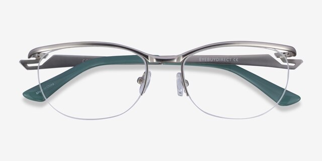 Commerce Silver Gray MetalEyeglass Frames from EyeBuyDirect, Closed View