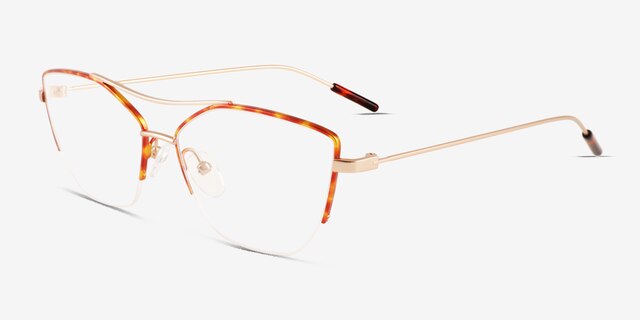 Aida Tortoise Rose Gold MetalEyeglass Frames from EyeBuyDirect, Angle View
