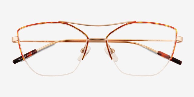 Aida Tortoise Rose Gold MetalEyeglass Frames from EyeBuyDirect, Closed View