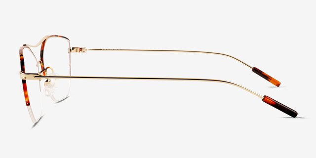 Aida Tortoise Shiny Gold MetalEyeglass Frames from EyeBuyDirect, Side View