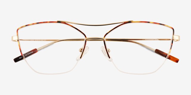 Aida Tortoise Shiny Gold MetalEyeglass Frames from EyeBuyDirect, Closed View