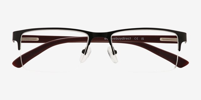 Sanders Noir AcétateMontures de lunettes de vue d'EyeBuyDirect, Vue Rapprochée