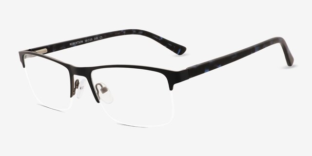 Robertson Noir AcétateMontures de lunettes de vue d'EyeBuyDirect, Vue d'Angle