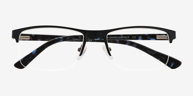 Robertson Noir AcétateMontures de lunettes de vue d'EyeBuyDirect, Vue Rapprochée