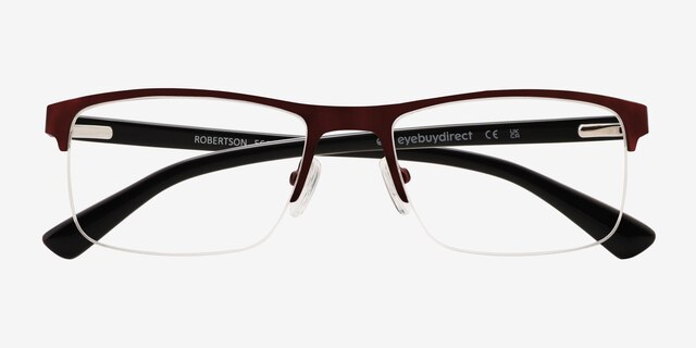 Robertson Rouge AcétateMontures de lunettes de vue d'EyeBuyDirect, Vue Rapprochée