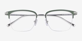 Timeless Vert Métal Montures de lunettes de vue d'EyeBuyDirect, Vue Rapprochée