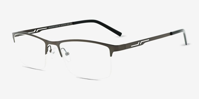Algorithm Gunmetal MetalEyeglass Frames from EyeBuyDirect, Angle View