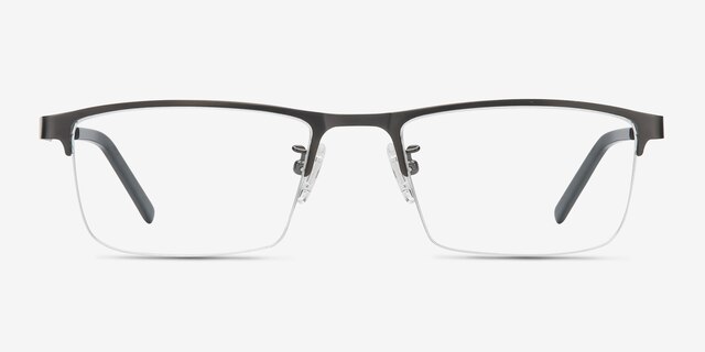 Algorithm Gunmetal MetalEyeglass Frames from EyeBuyDirect, Front View