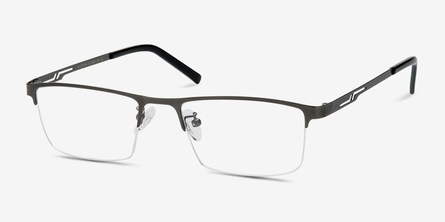 Algorithm Gunmetal MetalEyeglass Frames from EyeBuyDirect, Angle View