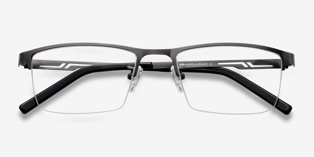 Algorithm Gunmetal MetalEyeglass Frames from EyeBuyDirect, Closed View