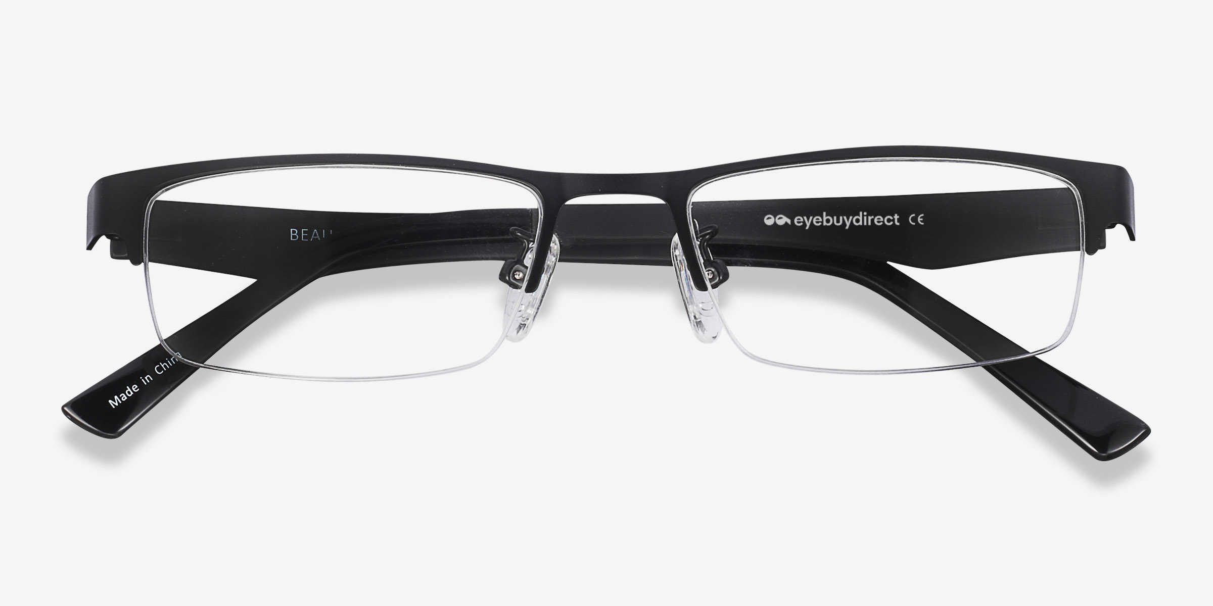 Beau Rectangle Black Semi Rimless Eyeglasses | Eyebuydirect