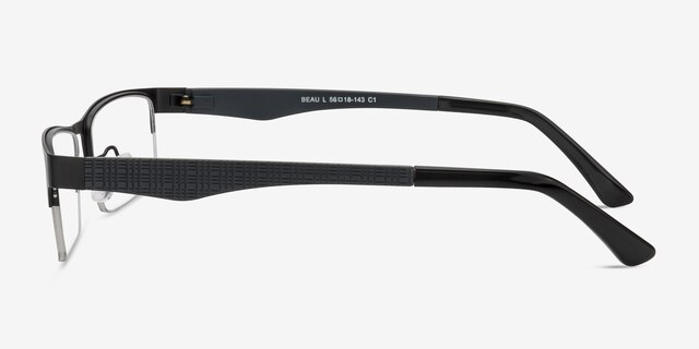 Beau Black Plastic-metalEyeglass Frames from EyeBuyDirect, Side View