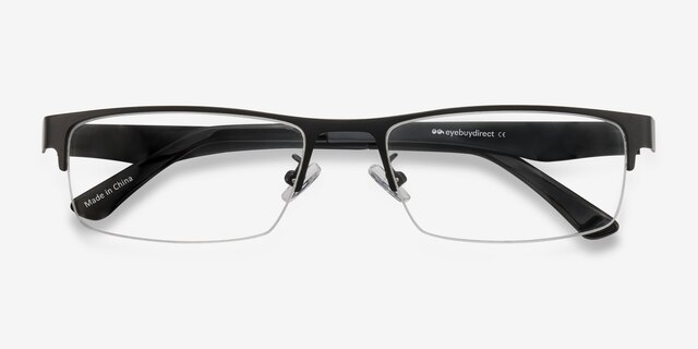 Beau Black Plastic-metalEyeglass Frames from EyeBuyDirect, Closed View