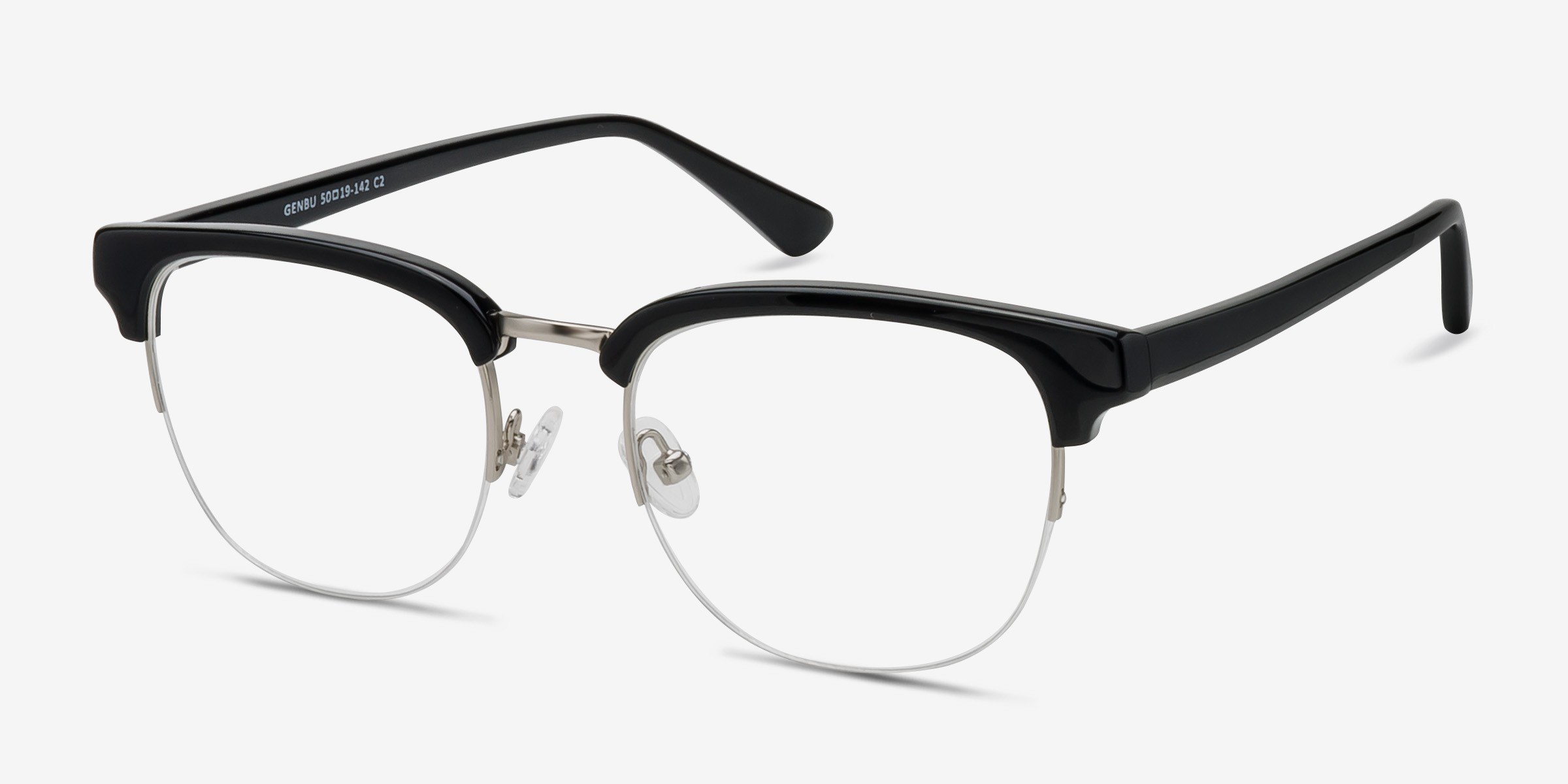 Genbu Browline Black Semi Rimless Eyeglasses | Eyebuydirect