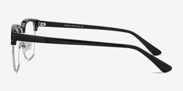 Genbu Black Acetate-metalMontures de lunettes de vue d'EyeBuyDirect, Vue de Côté