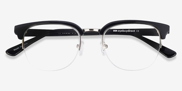 Genbu Black Acetate-metalMontures de lunettes de vue d'EyeBuyDirect, Vue Rapprochée