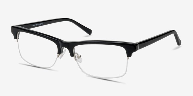 Onyx Black AcetateEyeglass Frames from EyeBuyDirect, Angle View