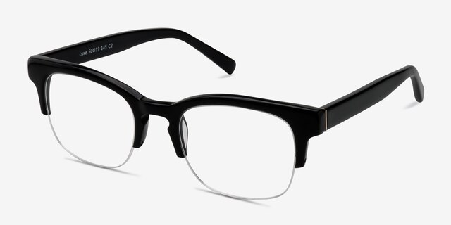 Luxe Black AcetateEyeglass Frames from EyeBuyDirect, Angle View