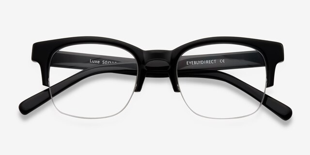 Luxe Black AcetateEyeglass Frames from EyeBuyDirect, Closed View