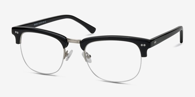 Brunel Black AcetateEyeglass Frames from EyeBuyDirect, Angle View