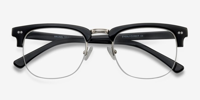Brunel Black AcetateEyeglass Frames from EyeBuyDirect, Closed View