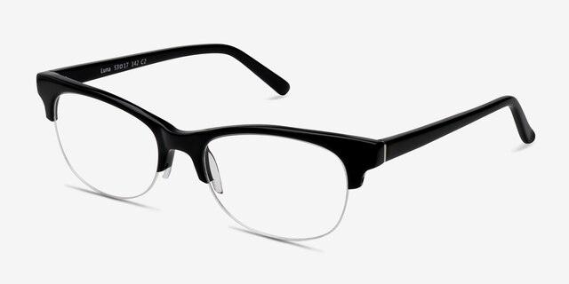 Luna Noir AcétateMontures de lunettes de vue d'EyeBuyDirect, Vue d'Angle