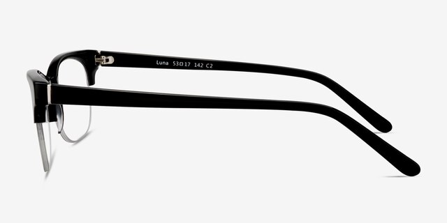 Luna Noir AcétateMontures de lunettes de vue d'EyeBuyDirect, Vue de Côté