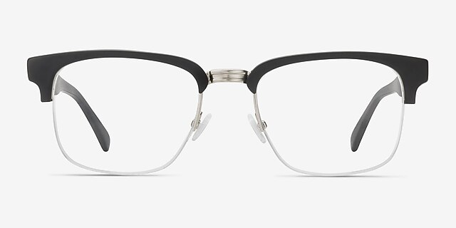 Phonic Matte Black AcetateEyeglass Frames from EyeBuyDirect, Front View