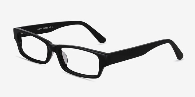 Dieppe Noir AcétateMontures de lunettes de vue d'EyeBuyDirect, Vue d'Angle