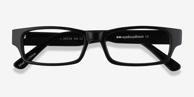 Dieppe Noir AcétateMontures de lunettes de vue d'EyeBuyDirect, Vue Rapprochée