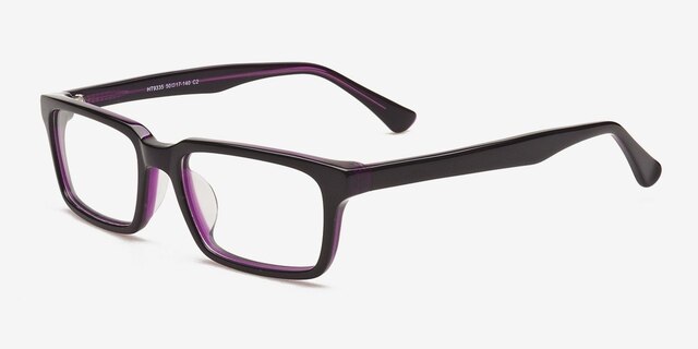 HT9335 Black & Purple AcetateEyeglass Frames from EyeBuyDirect, Angle View