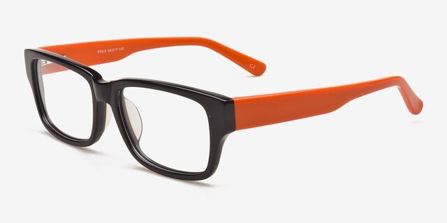 P7515 Black & Orange AcetateEyeglass Frames from EyeBuyDirect, Angle View