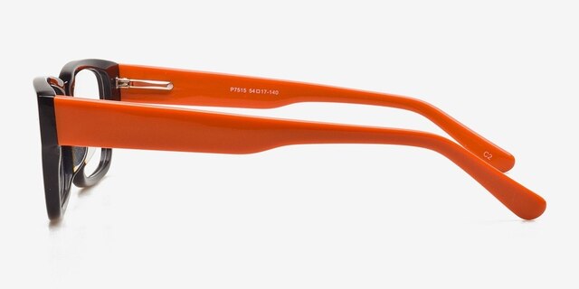 P7515 Black & Orange AcetateEyeglass Frames from EyeBuyDirect, Side View