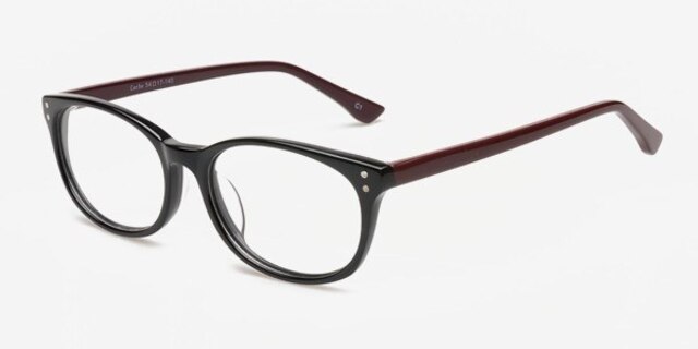 Cache Black & Burgundy AcetateEyeglass Frames from EyeBuyDirect, Angle View