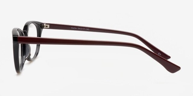 Cache Black & Burgundy AcetateEyeglass Frames from EyeBuyDirect, Side View