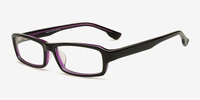 Tuapse Black & Purple AcetateEyeglass Frames from EyeBuyDirect, Angle View