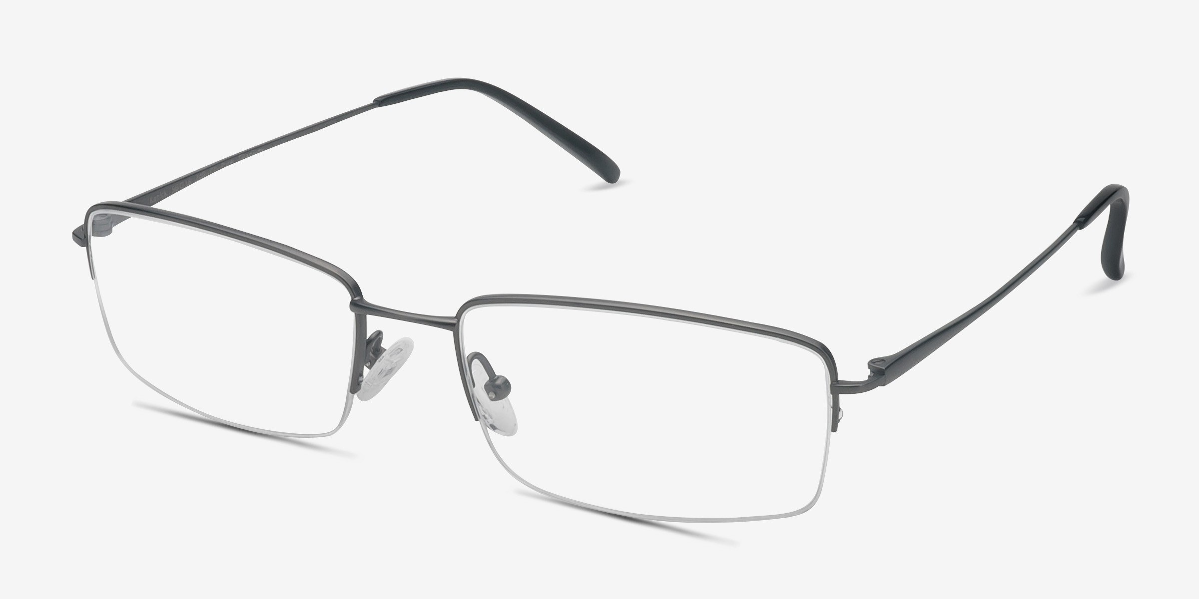 Kanick Rectangle Gunmetal Semi Rimless Eyeglasses | Eyebuydirect 