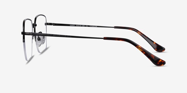 James Noir TitaniumMontures de lunettes de vue d'EyeBuyDirect, Vue de Côté
