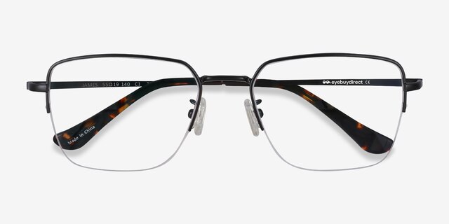 James Noir TitaniumMontures de lunettes de vue d'EyeBuyDirect, Vue Rapprochée