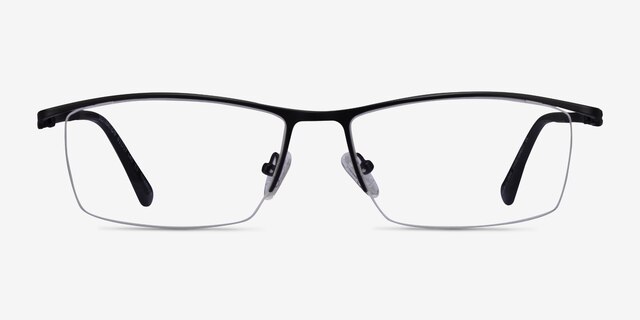 Destination Matte Black TitaniumEyeglass Frames from EyeBuyDirect, Front View