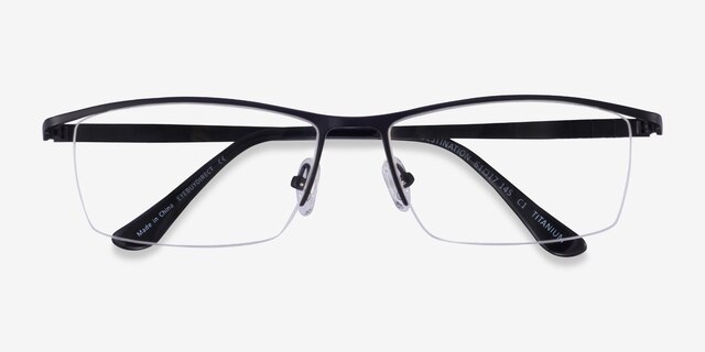 Destination Matte Black TitaniumEyeglass Frames from EyeBuyDirect, Closed View